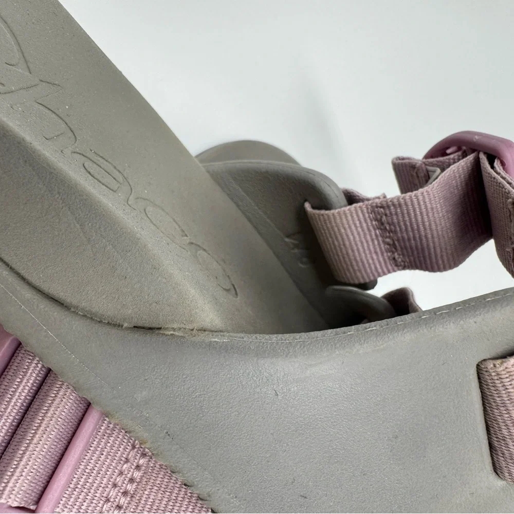 Chaco Women's Chillos Slide Slip On Sandals Gray +  Mauve Gorpcore Summer Size 8